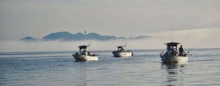 KingPacificLodgeThreeBoatsFishing Sport Fishing Milbanke Sound